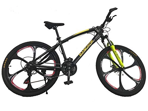 Vélos de montagnes : Vélo Tout Terrain, VTT, Shimano, suspension. Jantes en alliage de magnésium, Freins de disque (Jaune)