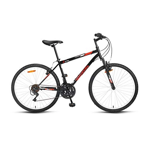 Vélos de montagnes : Vélo, VTT, vélo amortisseur 18 vitesses, avec cadre en acier à haute teneur en carbone, frein à double disque, pour adultes et adolescents, pas facile à déformer, antidérapant / Noir / 168x99cm