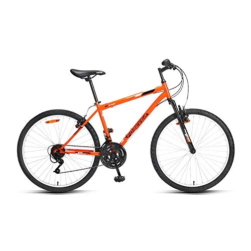 Vélos de montagnes : Vélo, VTT, vélo amortisseur 18 vitesses, avec cadre en acier à haute teneur en carbone, frein à double disque, pour adultes et adolescents, pas facile à déformer, antidérapant / Orange / 168x99c