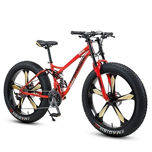 Vélos de montagnes : Vélos de montagne à roues épaisses de 26 x 4, 0 pouces, vélo de piste de montagne pour gros pneus adultes, vélo à 7 / 21 / 24 / 27 / 30 vitesses, cadre en acier à haute teneur en carbone, vélo à double suspe