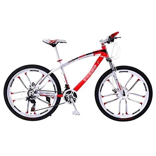 Vélos de montagnes : Vélos de Ville VTT VTT Vélo VTT Adulte Route Vélos for Les Hommes et Les Femmes 24 / 26En Roues Vitesse réglable Double Frein à Disque BMX Suspendu (Color : Red-24in, Size : 27 Speed)