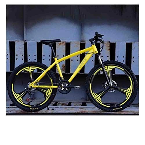 Vélos de montagnes : Vélos de Ville VTT Vélo VTT VTT Adulte Route Vélos for Les Hommes et Les Femmes 26En Roues Double Vitesse réglable Frein à Disque BMX Suspendu (Color : Yellow, Size : 21 Speed)