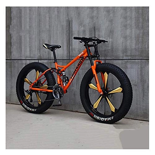 Vélos de montagnes : WGXY Vélo, VTT, Ultra-Large Ultra-Wide Tire, 26 Pouces 7 / 21 / 24 / 27 Speed Bike, Hommes Femmes Student Variable Speed Bike, Vélo VTT avec 5 molettes, Orange, 7 Speed