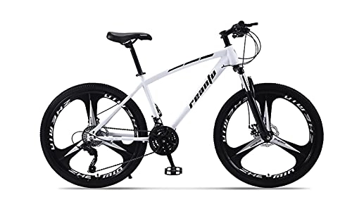 Vélos de montagnes : XCVFD Adultes VTT Vélo De Montagne 26 / 27 Pouces Roues Cadre en Aluminium Freins À Disque Mécaniques Fourche À Suspension pour Hommes Femmes, Blanc