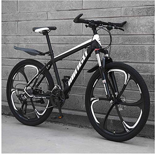 Vélos de montagnes : XinQing Bicyclette 24 Pouces Mountain Bikes, Hommes Femmes en Acier au Carbone de vélo, 30-Vitesses Tout Terrain VTT avec Double Disque de Frein (Color : 30 Speed, Size : Black 6 Spoke)