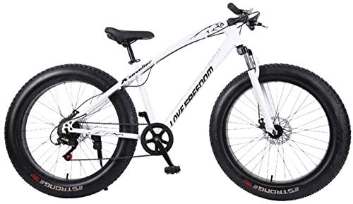 Vélos de montagnes : YANQ Fat Cross Country Bike VTT 26 pouces 24 vitesses pneus neige Mountain Beach 4.0 Le grand air adultes équitation, blanc
