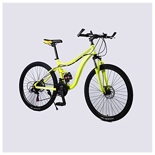 Vélos de montagnes : YISUNF Sports de Plein air Mountain Bike 2130 26 Pouces Double Vitesses Disque Suspension Frein Suspension Avant Bikes Antislip avec HighCarbon Cadre en Acier (Color : Yellow, Size : 24 Speed)