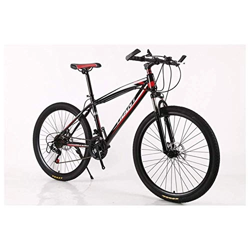 Vélos de montagnes : YISUNF Sports de Plein air Vélos de Montagne Vélos 2130 Shimano HighCarbon Cadre délais Acier Double Frein à Disque (Color : Red, Size : 24 Speed)