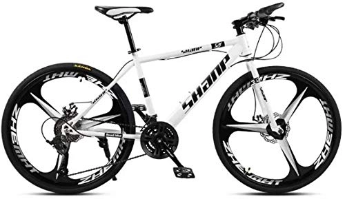 Vélos de montagnes : ZXL VTT VTT, 24 / 26 Pouces Double Frein à Disque, Adulte VTT Pays Gearshift Vélo, VTT Semi-Rigide avec l'acier Siège réglable Carbon Blanc 3 Cutter vélo de Route