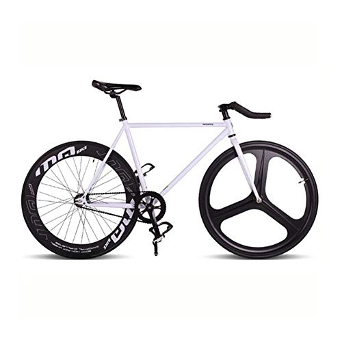 Vélos de routes : AFTWLKJ en Alliage de magnésium Roue 3 Rayons Fixie vélo, 700C vélo pignon Fixe * 23 70mm Rim 52cm Complete Bike Route (Color : White, Size : 52cm(175cm 180cm))