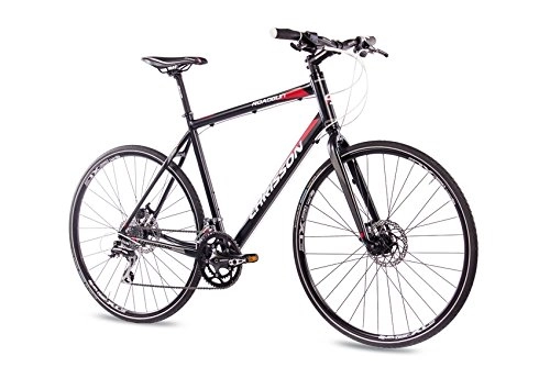 Vélos de routes : CHRISSON Vélo de cross Roadgun 1.0 avec 16 vitesses Shimano Acera Claris Noir Taille du cadre : 50 cm