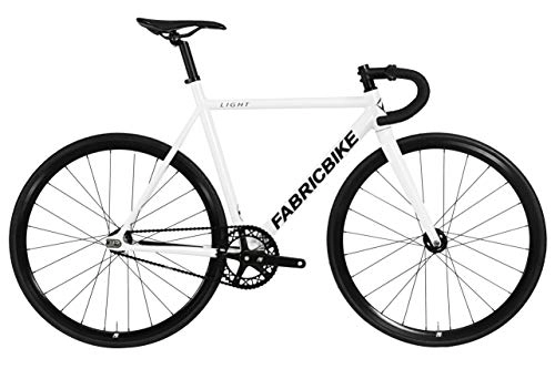 Vélos de routes : FabricBike Light Pro - Vélo Fixie, Fixed Gear, Single Speed, Cadre et Fourche Aluminium, Roues 28", 3 Tailles, 4 Couleurs, 8, 45 kg (Taille M) (Light Pro Glossy White, L-58cm)