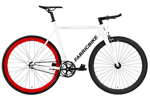 Vélos de routes : FabricBike Light - Vélo Fixie, Fixed Gear, Single Speed, Cadre et Fourche Aluminium, Roues 28", 3 Tailles, 4 Couleurs, 9, 45 kg (Taille M) (L-58cm, Light White & Red & Black)