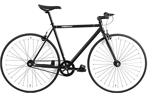 Vélos de routes : FabricBike- Vélo Fixie Noir, Fixed Gear, Single Speed, Cadre Hi-Ten Acier, 10Kg (L-58, Black & White)