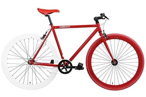 Vélos de routes : FabricBike- Vélo Fixie Noir, Fixed Gear, Single Speed, Cadre Hi-Ten Acier, 10Kg (L-58, Red & White 2.0)