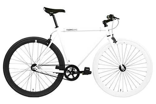 Vélos de routes : FabricBike- Vélo Fixie Noir, Fixed Gear, Single Speed, Cadre Hi-Ten Acier, 10Kg (L-58, White & Black)