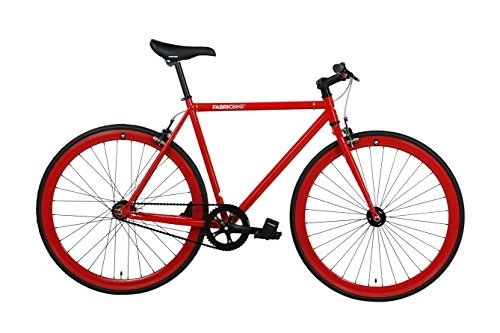 Vélos de routes : FabricBike- Vélo Fixie Noir, Fixed Gear, Single Speed, Cadre Hi-Ten Acier, 10Kg (M-53, Fully Glossy Red)