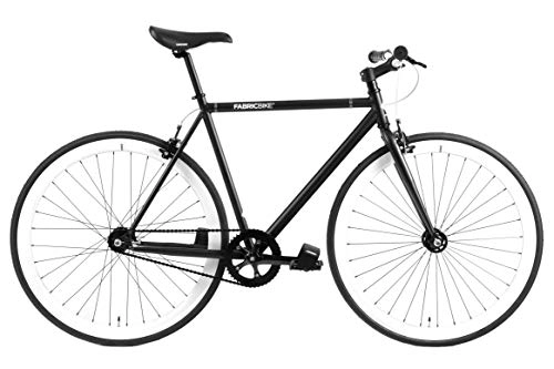 Vélos de routes : FabricBike- Vélo Fixie Noir, Fixed Gear, Single Speed, Cadre Hi-Ten Acier, 10Kg (M-53, Matte Black & White 2.0)