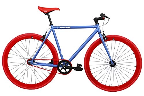 Vélos de routes : FabricBike- Vélo Fixie Noir, Fixed Gear, Single Speed, Cadre Hi-Ten Acier, 10Kg (M-53, Matte Blue & Red)