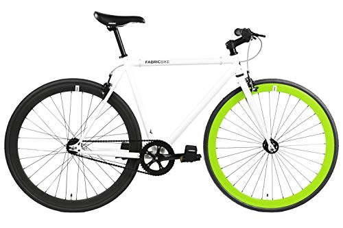 Vélos de routes : FabricBike- Vélo Fixie Noir, Fixed Gear, Single Speed, Cadre Hi-Ten Acier, 10Kg (M-53, White & Green 2.0)