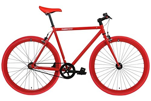Vélos de routes : FabricBike- Vélo Fixie Noir, Fixed Gear, Single Speed, Cadre Hi-Ten Acier, 10Kg (S-49, Fully Glossy Red)