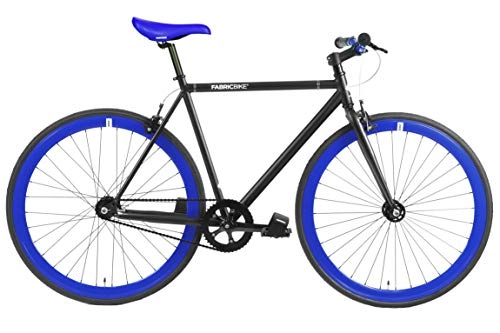 Vélos de routes : FabricBike- Vélo Fixie Noir, Fixed Gear, Single Speed, Cadre Hi-Ten Acier, 10Kg (S-49, Matte Black & Blue)