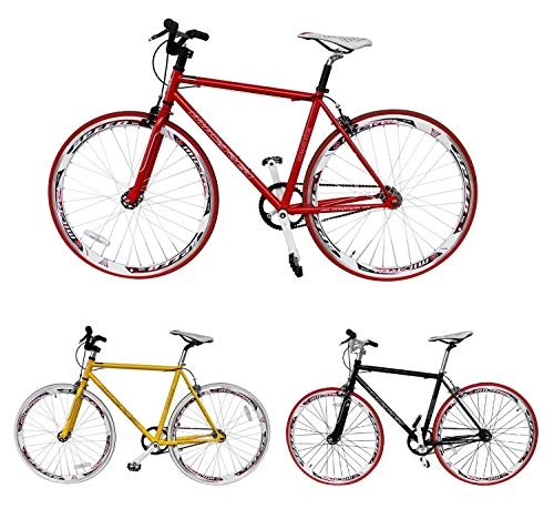 Vélos de routes : Micargi 626 Vélo de fitness 28" mono-vitesse à pignon fixe - Hauteur du cadre 48 / 53 cm, jaune