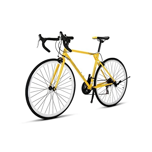 Vélos de routes : QYTEC zxc Vélo de route rétro pour hommes, voiture de sport de fond rétro, guidon courbé à 21 vitesses, homme et femme, étudiant (couleur : jaune)