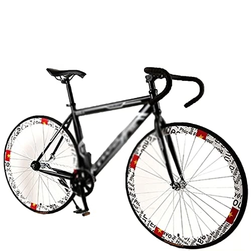 Vélos de routes : TABKER Vélo vélo de route vélo de route engrenage fixe cadre musculaire flexion adulte homme et femme course pneu solide vitesse unique (couleur : rouge, taille : 66 cm)