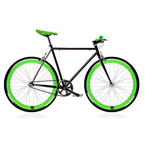 Vélos de routes : Vélo FIX, noir et vert à vitesse unique. Taille 53.