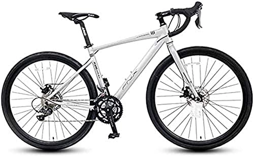 Vélos de routes : WENHAO Vélo de route for adultes, étudiant à vélo de course de 16 vitesses, vélos de route en aluminium léger avec freins à disque hydraulique, pneus 700 * 32c (couleur: gris, taille: poignée droite)