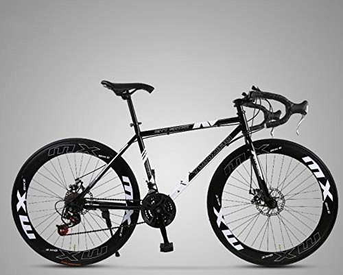 Vélos de routes : XIAOSHAN Vélo de route à pignon fixe, 24 vitesses, double frein à disque, pour adultes et femmes de 66 cm (160–185 cm) Pureblack