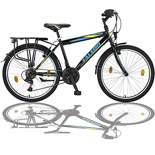Vélos de villes : 24 pouces vélo 21 vitesses Shimano avec éclairage couleur Noir