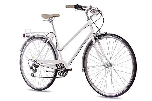 Vélos de villes : 28 "Nostalgie City de City Bike Vélo chrisson Femme Vintage City Lady 6S Shimano Blanc 2017