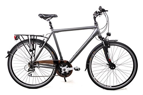 Vélos de villes : 28 pouces en aluminium Shimano Mifa Trekking Vélo pour homme 24 vitesses Moyeu dynamo RH 60 cm Gris