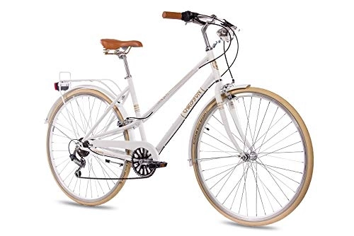 Vélos de villes : 28 "Vintage City de City Bike Vélo chrisson Femme Old City Lady 6S Shimano Blanc mat