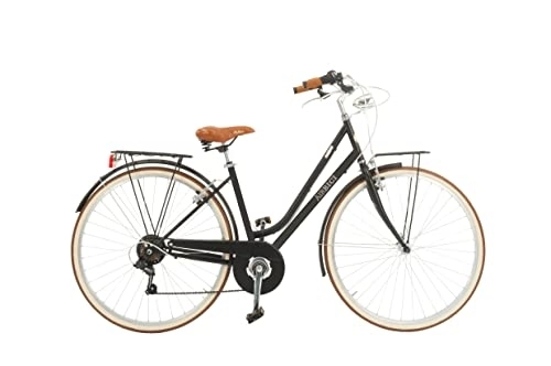 Vélos de villes : Airbici Vélo 619M Malagueta Cadre en acier, 6 vitesses, roues 700 x 35 C (Noir)