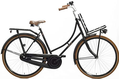 Vélos de villes : Amigo Go Basic City Bike – Vélo pour femme 28" – Vélo hollandais pour femme – Convient à partir de 170-175 cm – Vélo de ville avec frein à main, éclairage et support de vélo – Noir