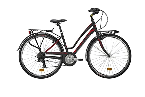 Vélos de villes : Atala Citybike pour femme, modèle 2021 Discovery, 18 vitesses, couleur noire, rouge, taille 49 (M)
