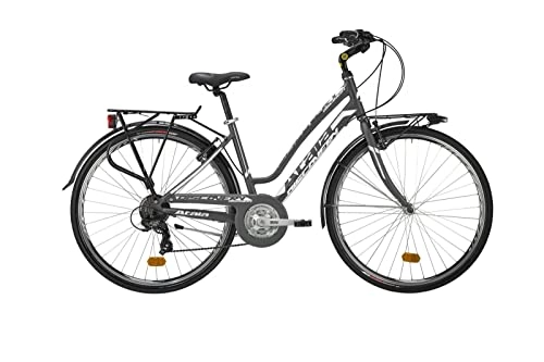 Vélos de villes : Atala Citybike pour femme modèle 2021 Discovery S, 18 vitesses, couleur anthracite - blanc, taille 49 (M)