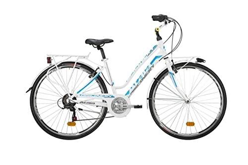 Vélos de villes : Atala Vélo Citybike Modèle 2021 Discovery S, 18 vitesses, couleur blanc-bleu, taille 49 (M)