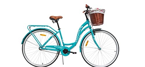 Vélos de villes : BDW Vélo de ville pour femme et fille 28" 3 vitesses Nexus Panier inclus Bleu
