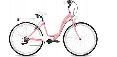 Vélos de villes : BDW Vélo de ville pour femme et fille 28" 7 vitesses Shimano (rose)