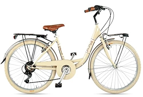 Vélos de villes : BICICLETTA VELOMARCHE 24 GIULY LADY SHIMANO 6V (beige chapeau