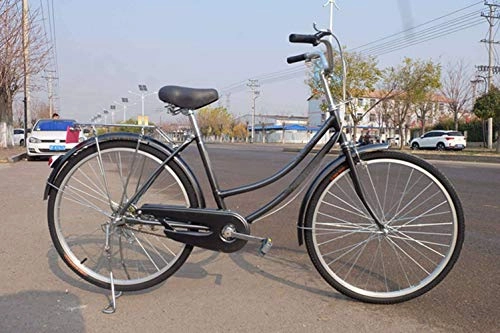 Vélos de villes : Bicyclette 26 Pouces, Unisexe Portable Vélo Ville Acier Carbone Cadeau De Fête des Pères-Noir