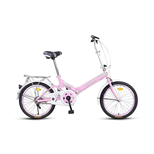 Vélos de villes : BIKESJN Vélo Pliant Vélo Ultraléger Étudiant Vélo Mini Vélo Adulte Universel Vélo Ville Vélo Commuter 20 Pouce Vélo Compact (Color : Pink)