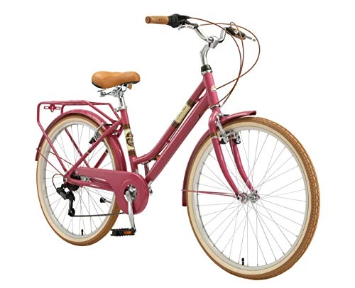 Vélos de villes : BIKESTAR VTC Vélo de Ville en Aluminium 26" Pouces | 7 Vitesse Shimano, Vélo Urbain pour Femme, Vélo de Confort Retro | Violet