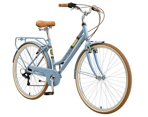 Vélos de villes : BIKESTAR VTC Vélo de Ville en Aluminium 28" Pouces | 7 Vitesse Shimano, Vélo Urbain pour Femme, Vélo de Confort Retro | Bleu
