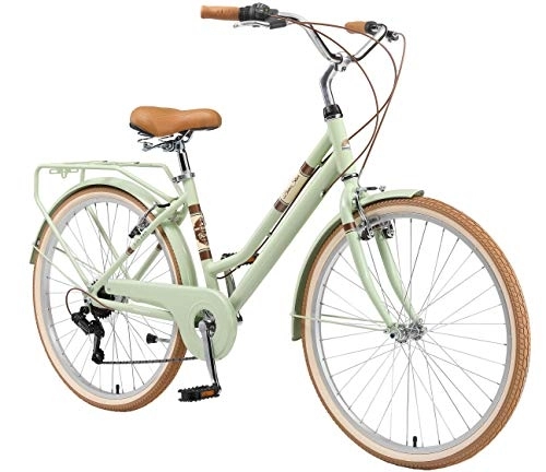 Vélos de villes : BIKESTAR VTC Vélo de Ville en Aluminium 28" Pouces | 7 Vitesse Shimano, Vélo Urbain pour Femme, Vélo de Confort Retro | Menthe