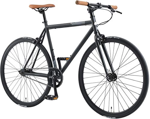 Vélos de villes : BIKESTAR Vélo de Route VTC 28 Pouces CTB | Vélo Urbain Fixie Single Speed Cadre 53 cm | Noir
